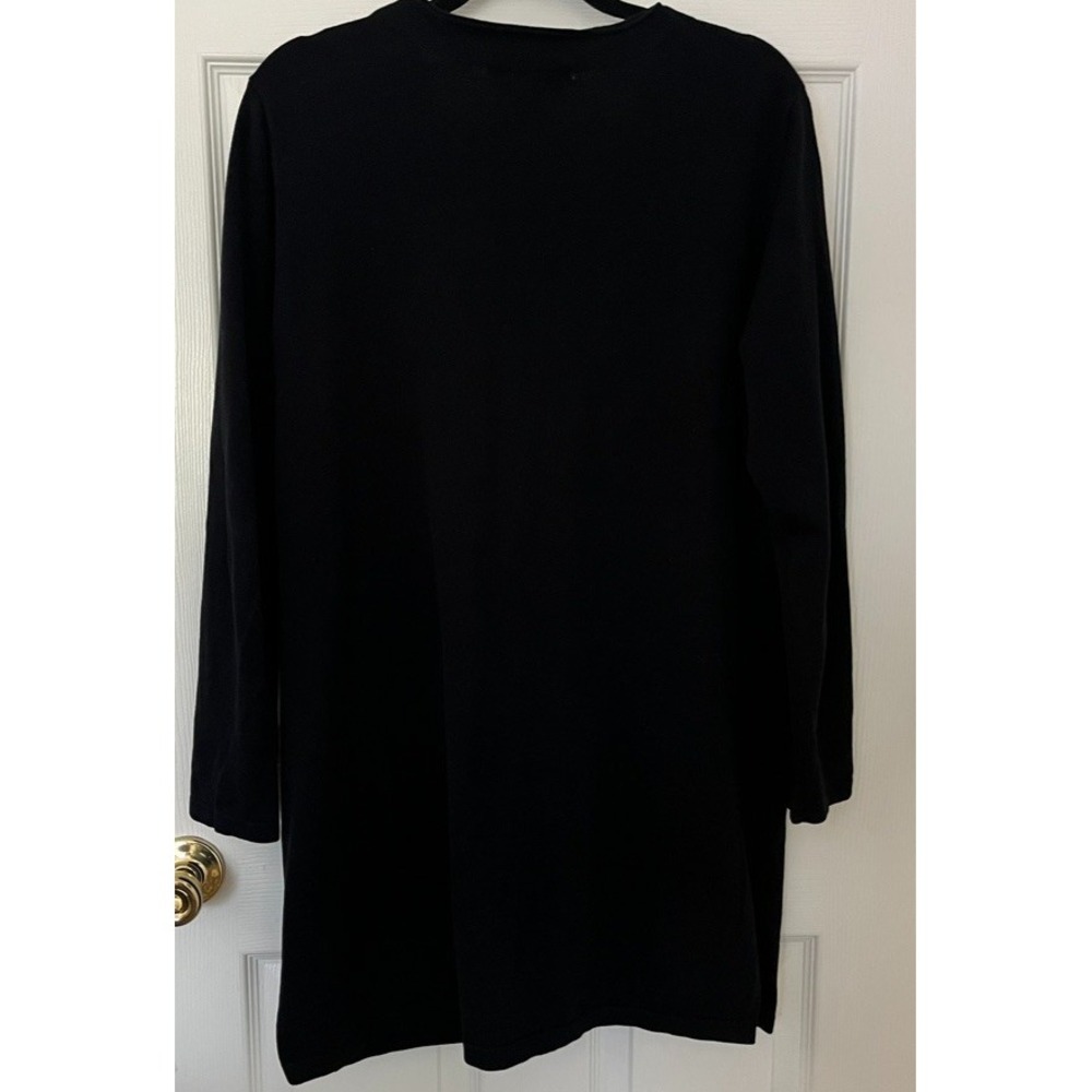 Long Black Cotton Cardigan Minimalist Capsule Wardrobe Open Front L - Picture 3 of 9